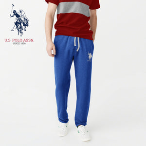 U.S Polo Assn Single Jersey Trouser For Men-Royal Blue Melange With Silver Embroidery-NA878