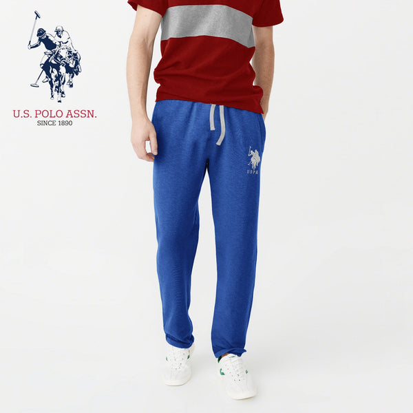 U.S Polo Assn Single Jersey Trouser For Men-Royal Blue Melange With Silver Embroidery-NA878