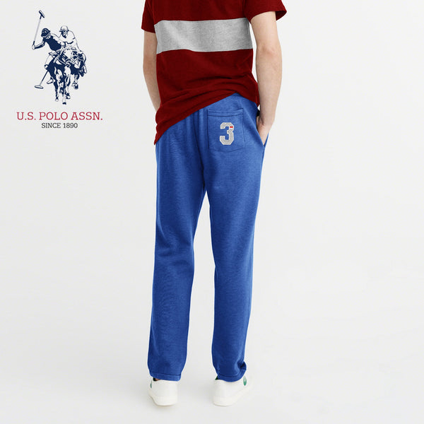 U.S Polo Assn Single Jersey Trouser For Men-Royal Blue Melange With Silver Embroidery-NA878