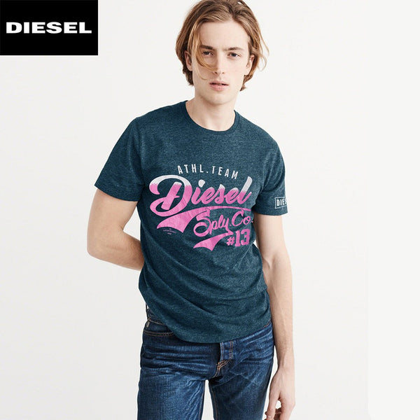 Diesel Printed Logo T Shirt For Men-Cyan Blue-DLPTS02