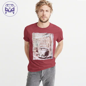 Classic Camper Crew Neck T Shirt For Men-Light Red-NA831