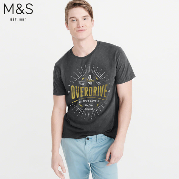 M&S Crew Neck T Shirt For Men-Light Black-NA835