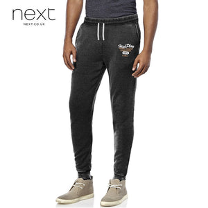Next Slim Fit Fleece Jogger Trouser For Men Burn Out Wash-Light Black Faded-NA370